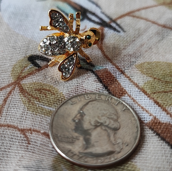 Bee Clear Rhinestone Earrings Comfort Screwbacks Clips Vintage Signed PAT D - Picture 15 of 15